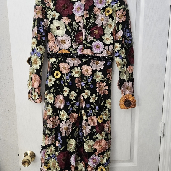 Mac Duggal Floral Embroidered Boat Neck Long Sleeve Midi Dress SZ 10 & 18 NWT - Picture 8 of 16